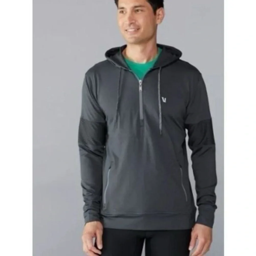 Vuori Zion Men’s 1/2-Zip Pullover Hoodie Black Activewear Sweatshirt Size Small